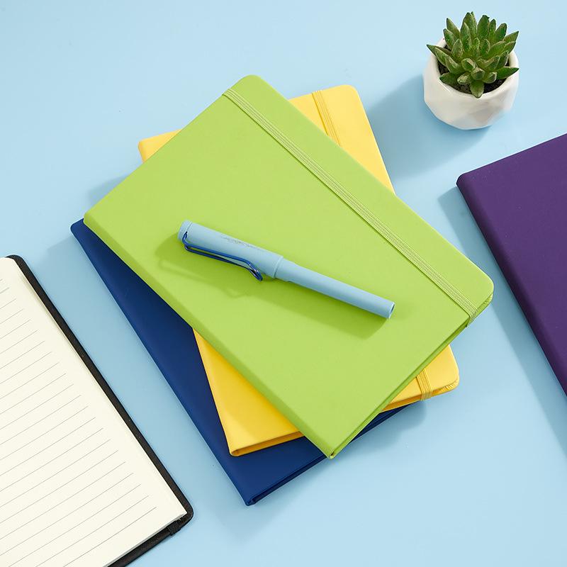 A5 Solid Color PU Leather Lace-Up Notebook with Custom Logo Option.