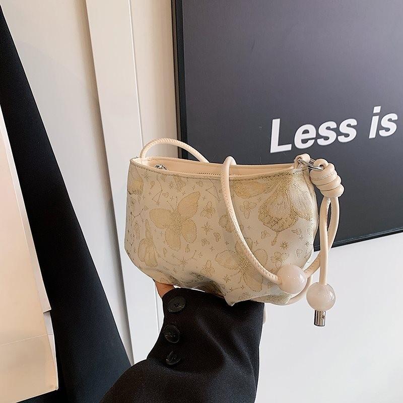 

Trendy New Chinese Inspired Small Bag For Women Stylish Commuter Shoulder Crossbody Bag In Silver Pink And Beige OffWhite