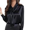 2025 Ribbon Long Sleeve Solid Color Fashion Shirt for Women