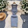 Summer Women Casual Sleeveless Polo Collar Knitted Sweater Mini Short Sheath Dresses
