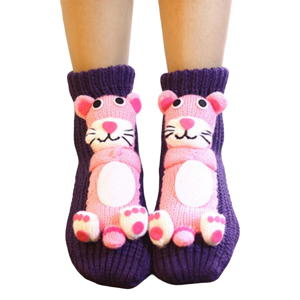 Dámské silně pletené nepromokavé teplé ležérní podlahové kobercové ponožky