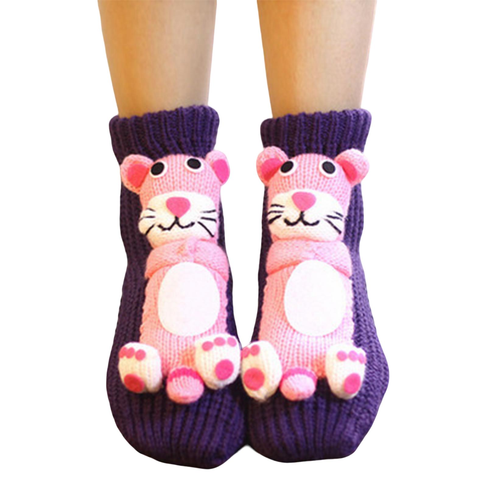 

Женские толстые вязаные непромокаемые теплые повседневные носки-коврики для пола One Size фиолетовый