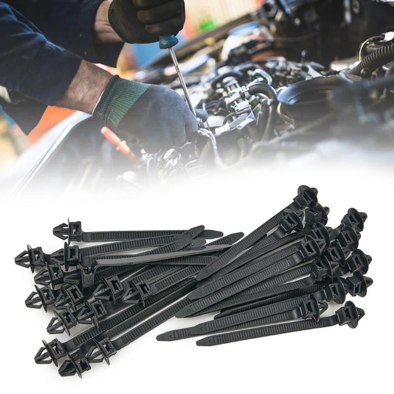 Quick Release Cable Zip Ties Cable Clips for Vehicle Wire Securing Easy Installation Nylon Fasteners Black