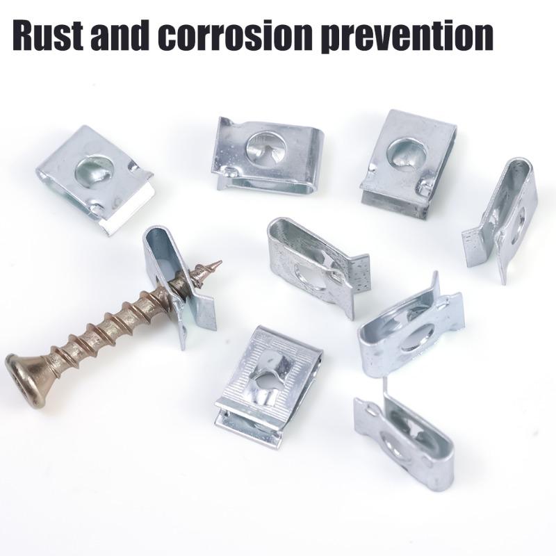 10–50 Stück Auto-Rostschutz-Clips, Schraubschnalle, Eisenblech, Auto, selbstschneidende Schraube, U-Typ-Clips für M4-M5-Schrauben