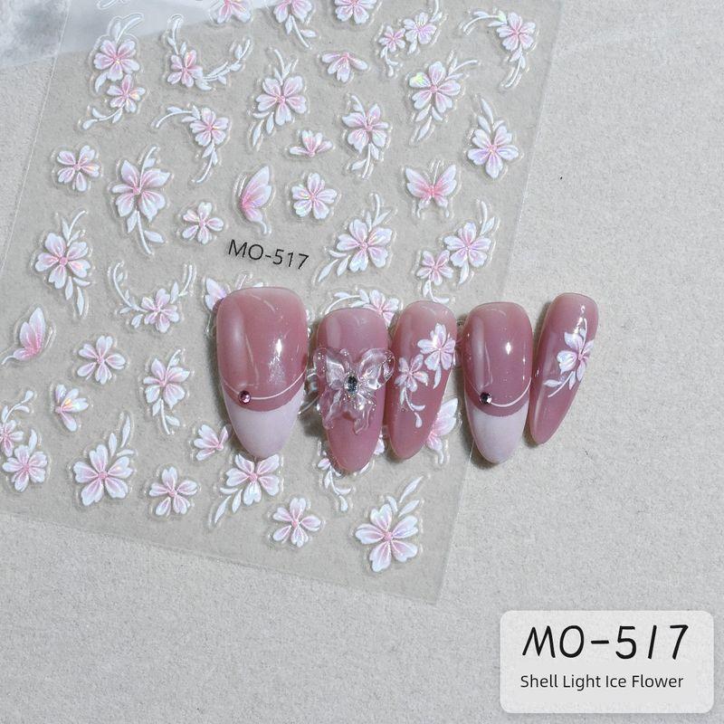 

ZM New Arrival Spring Ice Flower Nail Stickers Three-Dimensional Pure Flower Decoration Website Red Shell Light Nail Patch 26 [Shell Light Ice Flower Sticker] MO-517 (one)