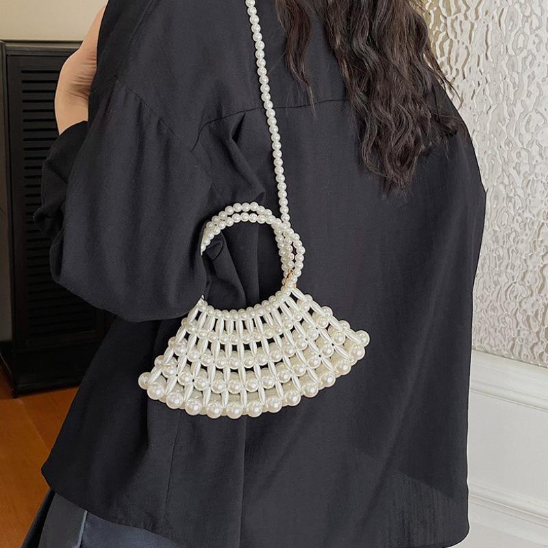 Summer 2026 Pearl Beaded Hollow Mini Crossbody Handbag for Women