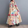 New Large Size Loose Thin Fashion Long-sleeved Printed Mid-length Dresses
