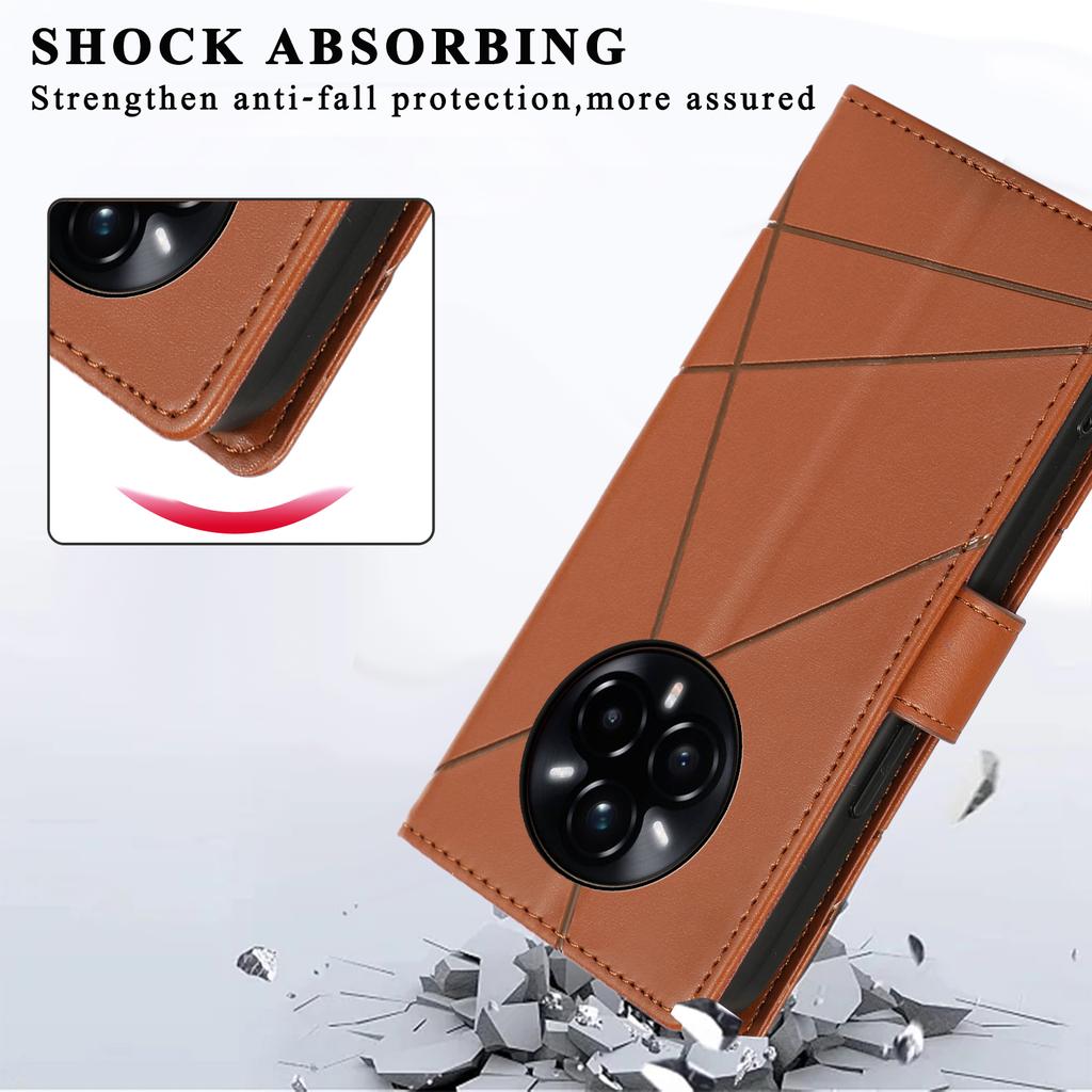 DF-06 For Realme 14 Pro 5G Phone Case Line Imprint Leather Wallet Cover