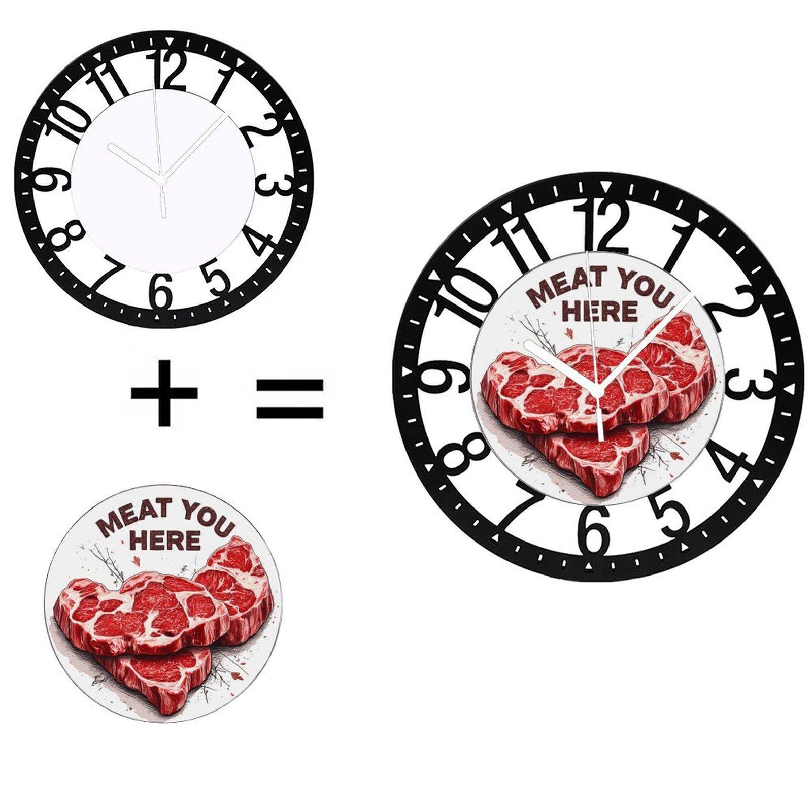 25cm Circular Iron Wall Clock with a Typewriter with Visible Keys (Black,10 inch(25.40cm))