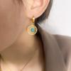 Vintage 316L Stainless Steel Gold Color Turquoise Stone Hoop Earrings For Women High Quality Girls Round Huggies Jewelry Party