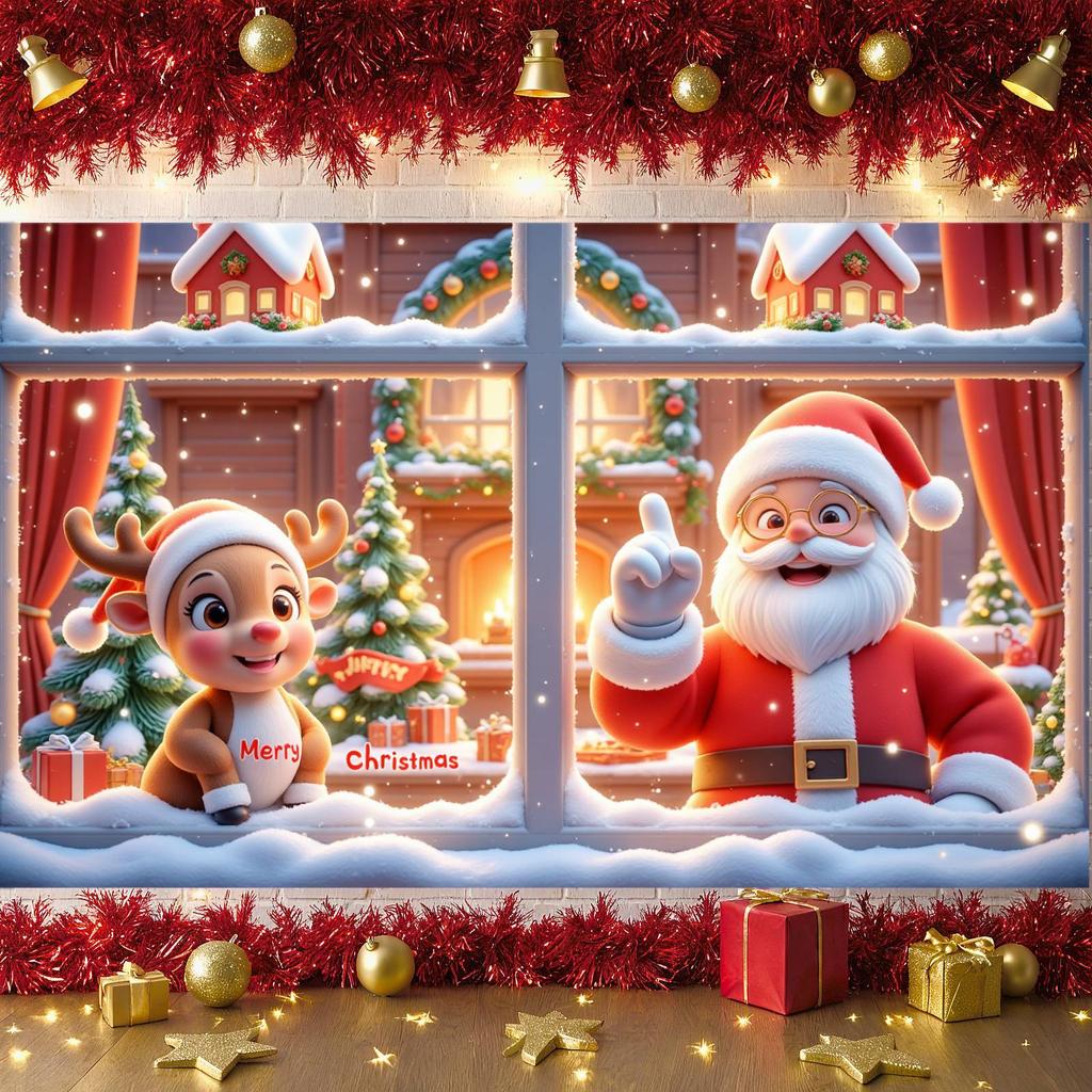 Reindeer Banner Festive Design Christmas Party Banner Merry Christmas Banner Santa Claus Theme For Christmas Party School Event