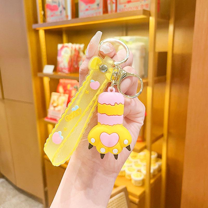Adorable Cat Paw Silicone Keychain Pendant - Small Animal Figurine Decoration