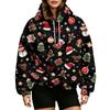 Women's Fashion Christmas Print Hooded Sweatshirt with Large Pet Pocket for Holiday