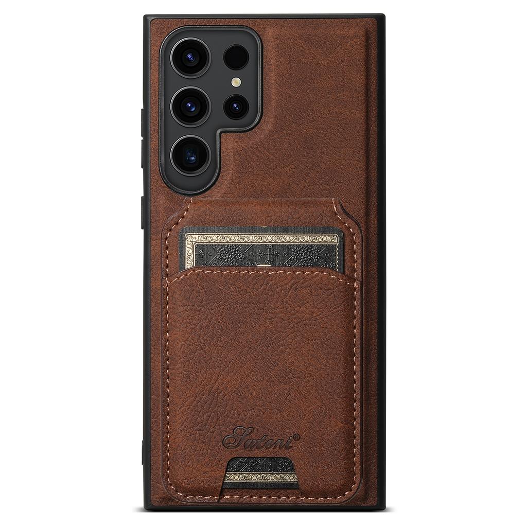 Leather for Magsafe Case for Samsung Galaxy S24 S25 Ultra S22 S23 Plus Note 20 Bracket Magnetic Back Cover with Card Holder L443