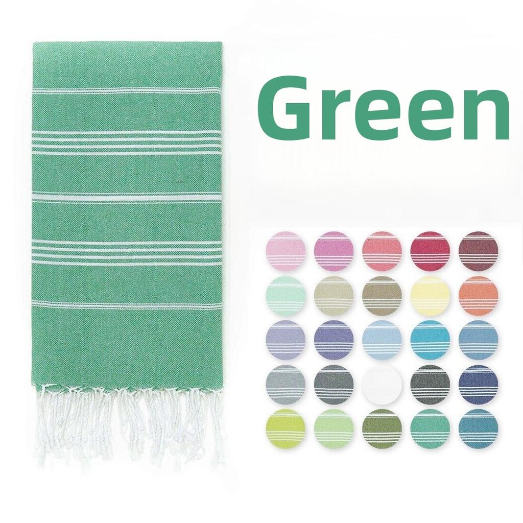 Woven Cotton Blanket Outdoor Blanket Foreign Trade  Beach Towel Color Bath Towel Tassel Striped Polyester Cotton Beach Towel