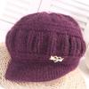 Knitted Hat Peaked Love Heart Decor Thickened Plush Lining Keep Warm Solid Color Winter Thermal Middle-aged Women Cap for Gift