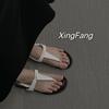 Sheepskin retro pinch feet genuine leather thick sole with sandals women's summer wear flip-flops women's shoes cool slippers