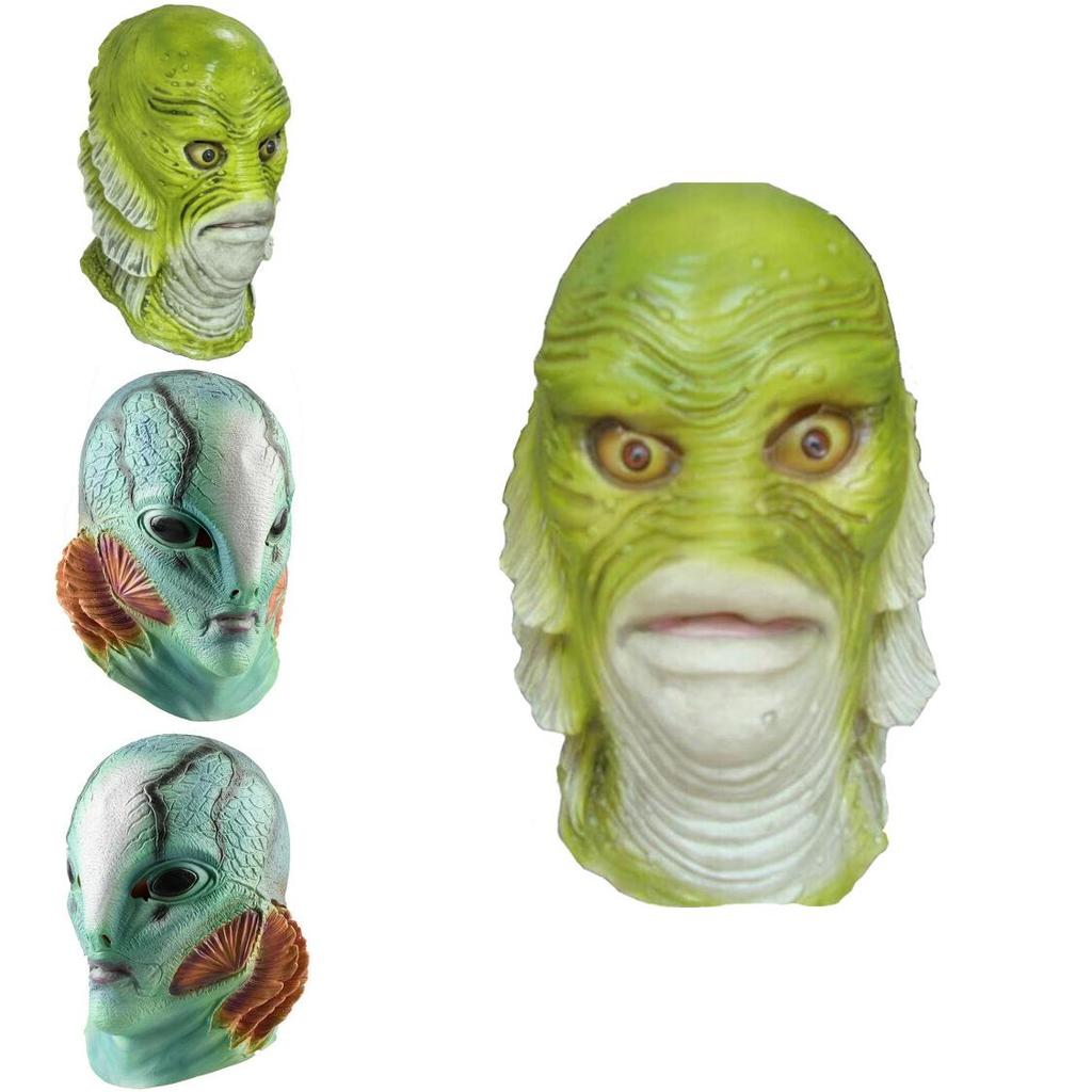 Monster Human Fish Head Mask With Latex Material For Costume Parties And Holiday Celebrations