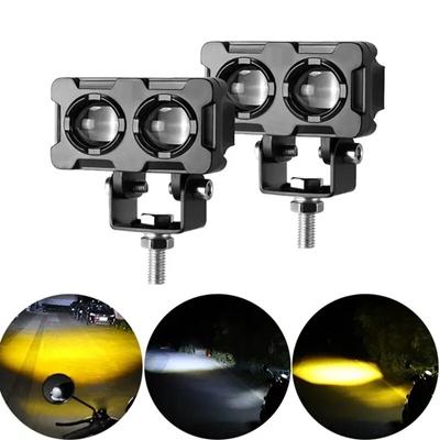 1/2PCS Motorcycle Headlights Dual Color 2 Lens Spotlight Super Bright High Low Beam Scooter Motorbike Driving Light Fog Lamp
