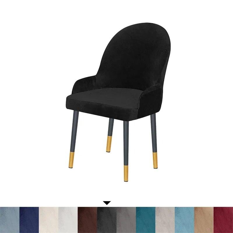 1PC Stretch Dining Chair Cover Velvet Armchair Seat Cover Solid Color Elastic Office Chair Slipcover Kitchen Wedding Funda Silla