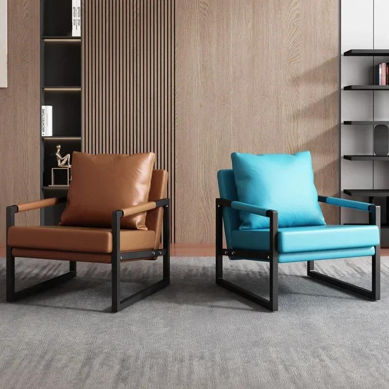 Nordic Single Lazy Sofa Italian Light Luxury Wrought Iron Leisure Chair Balcony Bedroom Living Room Sofa Chair Tiger Chair