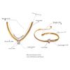 Yhpup Fashion 18K Gold Plated Bling Cubic Zirconia Stainless Steel Necklace Bracelet Jewelry Set Chain Texture Collar Waterproof