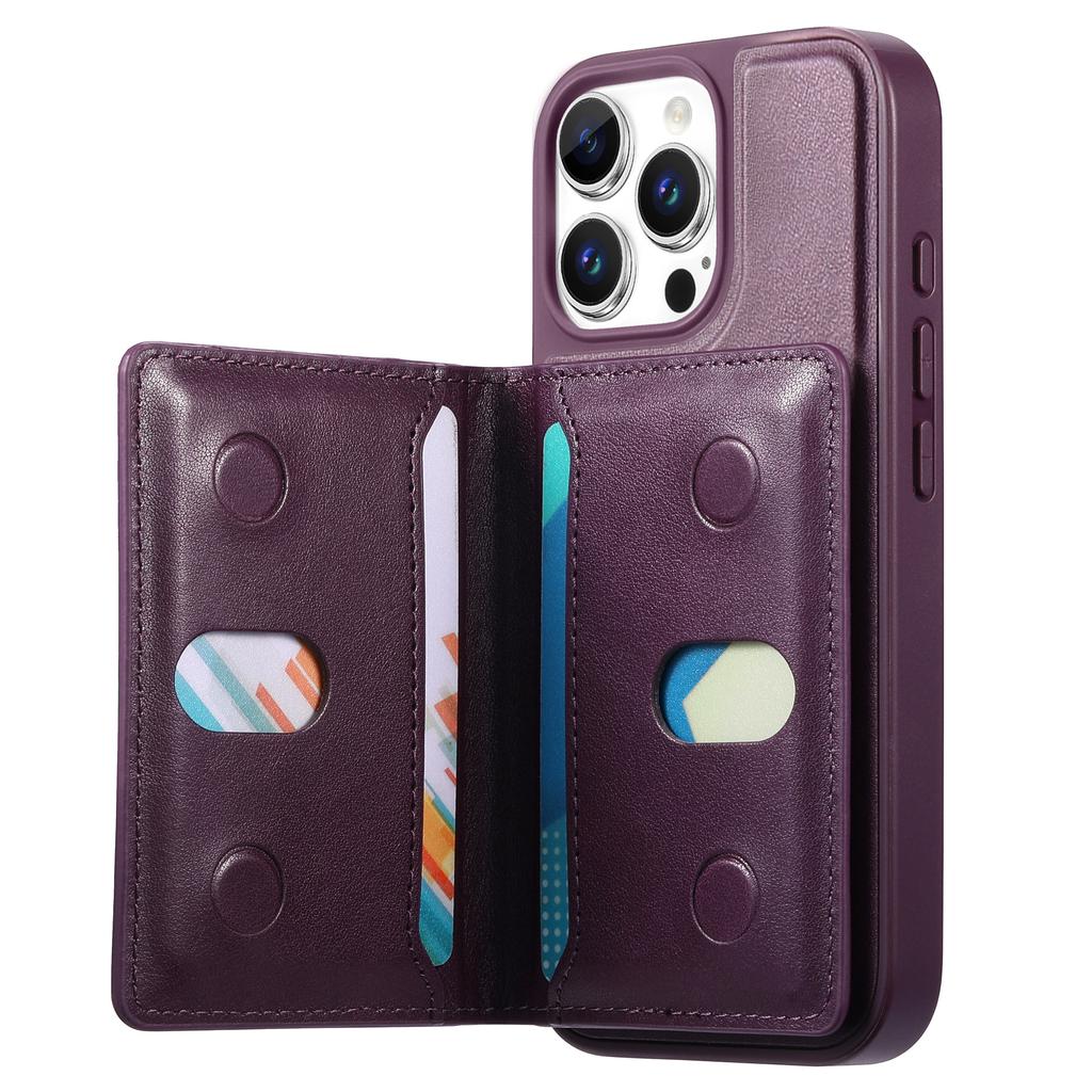 CASENEO For iPhone 16 Pro Max Detachable Magnetic Phone Case with Card Holder Kickstand TPU PU Leather PC Phone Cover Compatible with MagSafe