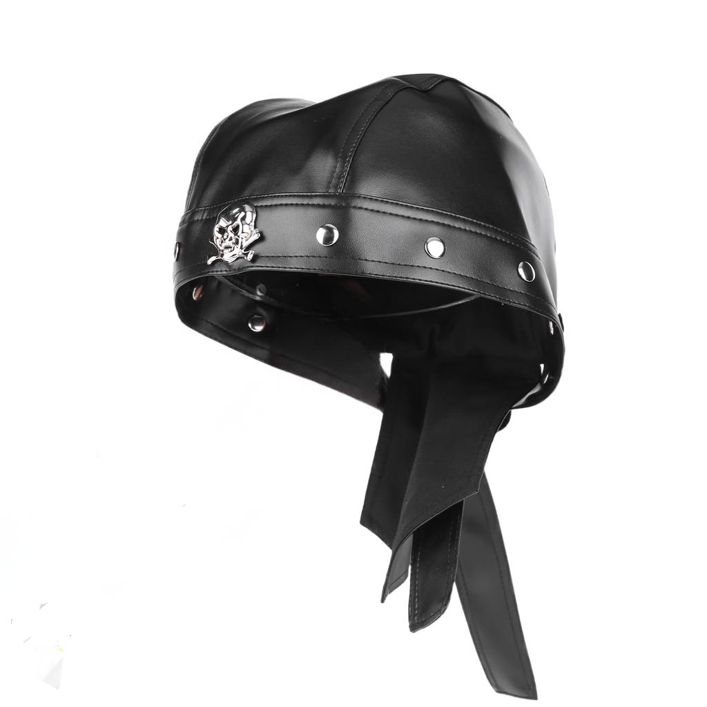 PU-Leder Motorrad-Schädelkappe für Damen, Nietenbesetztes Radfahrer-Bandana, Doo-Rags, Verstellbar mit eng anliegender Passform für Partys & Modeveranstaltungen
