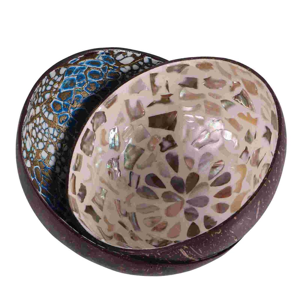 2 Pcs Coconut Shell Bowl Candy Containers Home Key Desktop Adorn Storage Ornament Salad Decoration Wooden