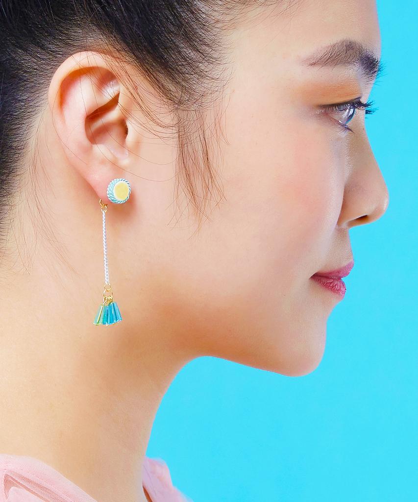 Lazy N Crazy Asymmetrical Yellow Mint Ceramic Crystal Earrings