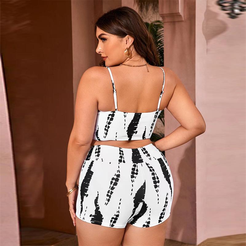 2025 Plus Large Size Ruffle Bikini Floral Swimwear Women Trim Tie Front Swimsuit Female High Waist Swimming Bathing Swim Suit