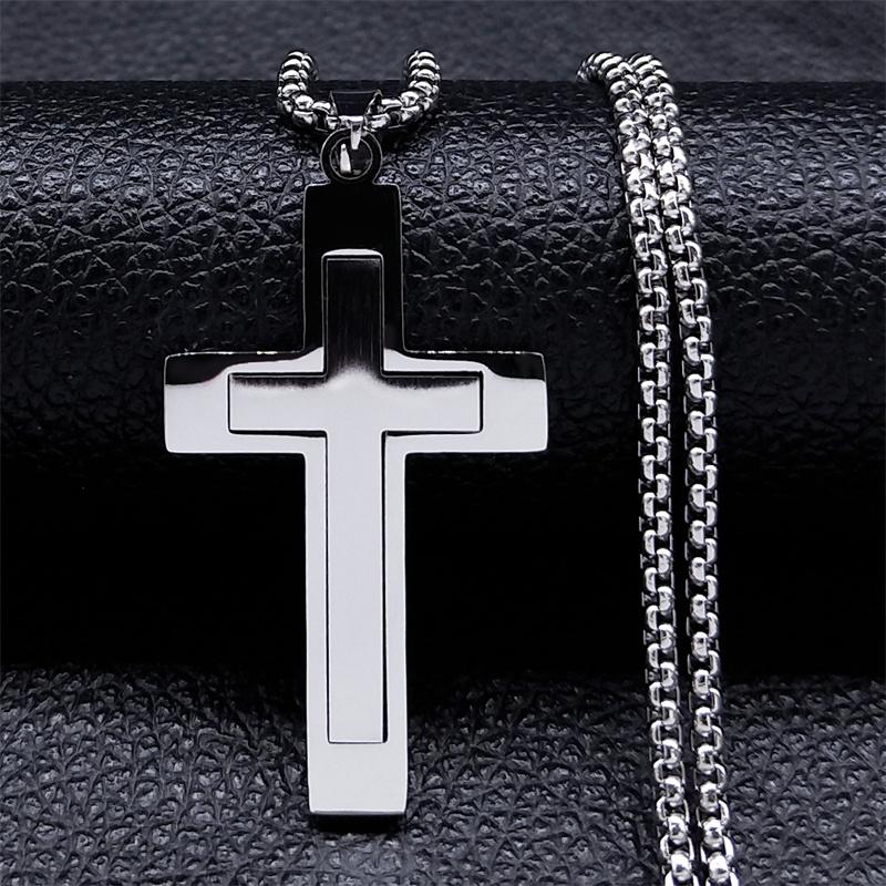 Cross Stainless Steel Choker Necklace for Man Gold Color Men's Chain Necklace Jewelry Corrente Masculina N1173S02
