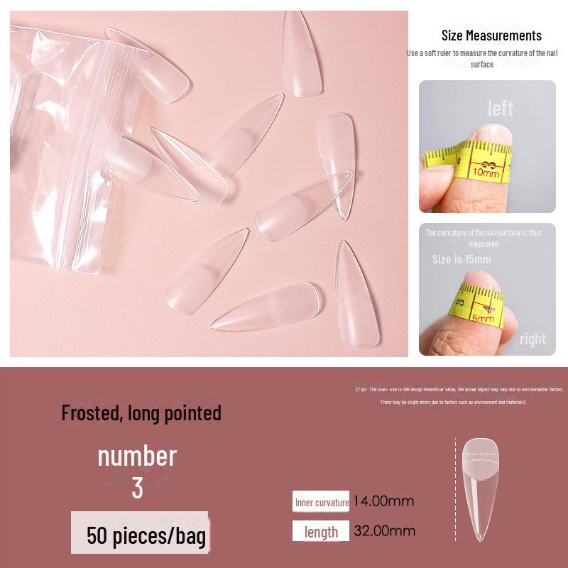 "50-delige Naadloze Transparante Trapeziumvormige Gematteerde Puntige Enkele Maat Nageltips" (0-11) voor Salons"