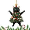 2025 Christmas Tree Cat Decoration Flat 2D Acrylic Festival Tree Kitten Pendant Christmas Cat Bag Ornament Pendant Auto Rearview