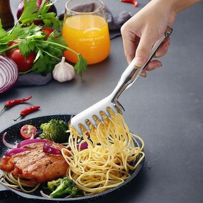 Multifunctional Stainless Steel Food Clip Barbecue Spaghetti Tongs Pasta Forks Kitchen Tools