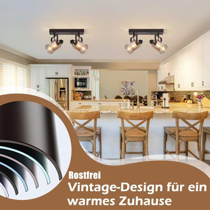 Deckenleuchte - NETTLIFE - 2 Leuchtmittel - E14 - 350° drehbar - Geräuchertes graues Glas