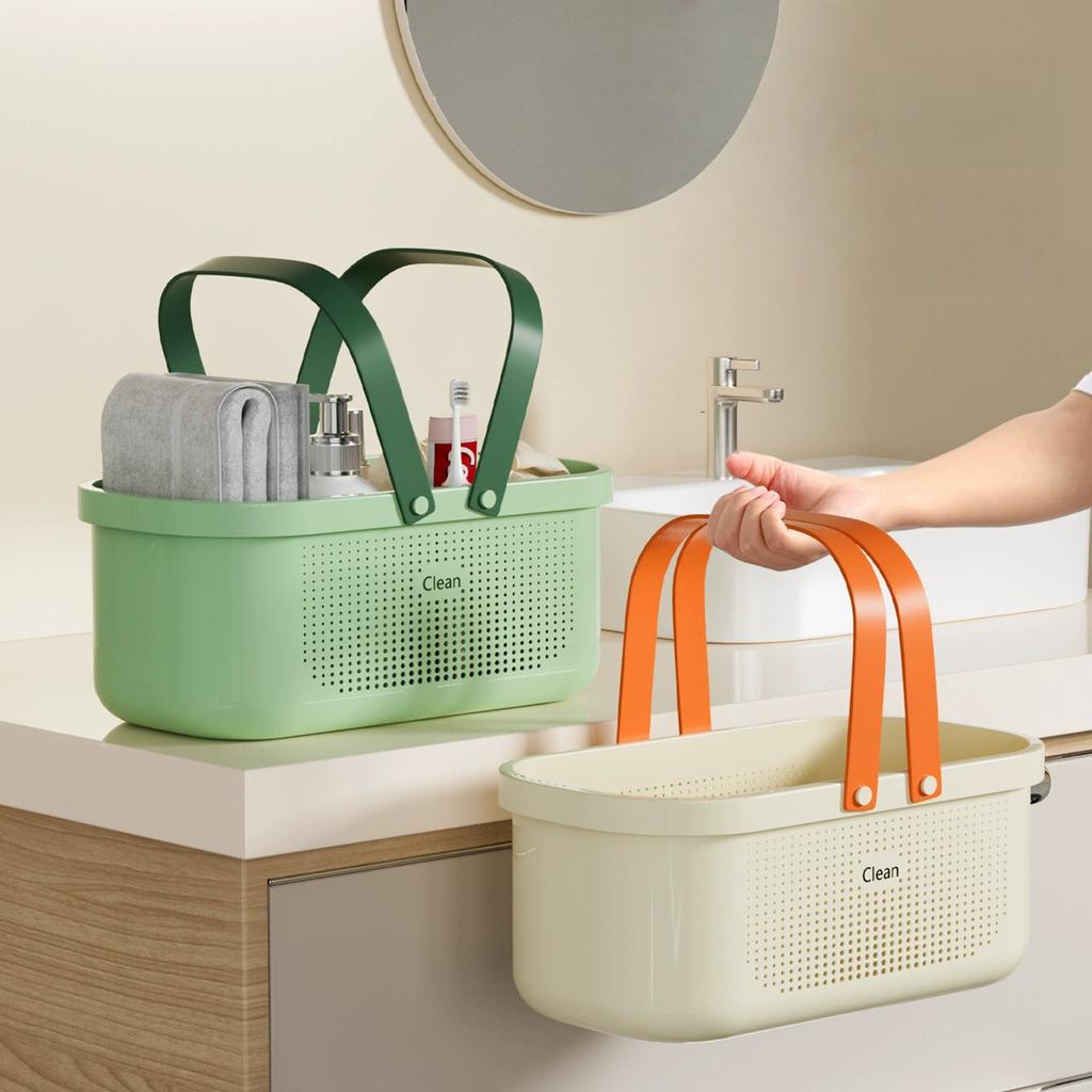 Plastic Storage Basket with Handle Portable Shower Caddy Tote Organizer Basket Bin for Bathroom Kitchen Dorm Room Bedroom