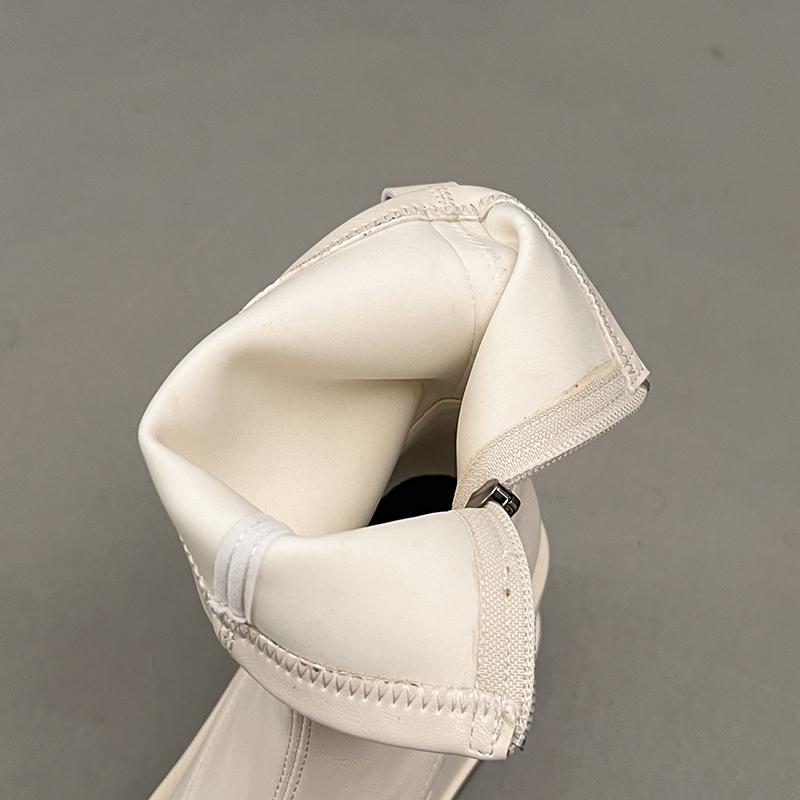 Fashion 8cm Microfiber Leather Platform Boots Women Female Autumn Wedge Boots Zip Women Winter Boots Ankle Shoes High Top