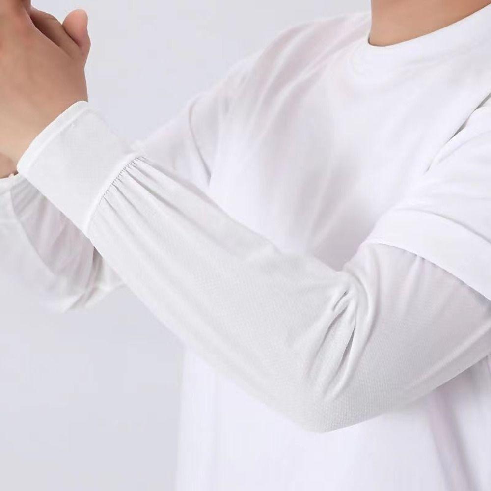 

UV Protection Sunscreen Ice Sleeves Wear-resistant Cycling Arm Sleeves Men s Arm Sleeves Outdoot белый