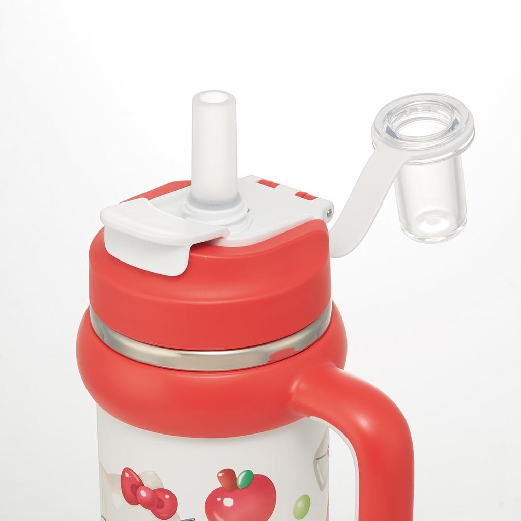 Skater Straw with Direct Sanrio Hello Kitty Puffy Balloon Tumbler, 830ml, Insulated, Cold/Hot, Handle, 2-Way, Drinking, Design, STSTB9-A