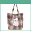 Embroidered Checkered Puppy Printed Canvas Shoulder Bag Outdoor Bag Crossbody