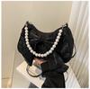 White Folds Pearl Female Bag Retro Luxury Designer Handbag Bow Crossbody Bags Fashi Y2K Vintage Women's Shoulder Bag Purses
