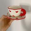 Romantic Hand-painted Love Heart Mug Gifts Korean Ins Style Coffee Tea Cup Saucer Set Creative Milk Mug Porcelain for Girlfriend