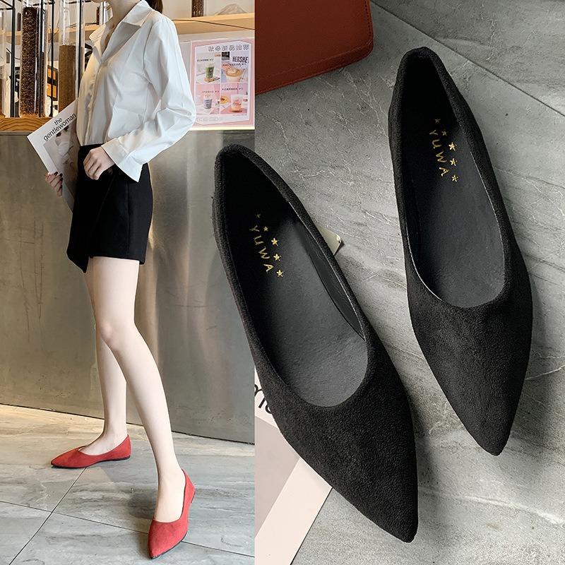 Temperament velvet pointed single shoes women's spring and summer new shallow mouth high-end niche soft-soled ladyshoes work shoes