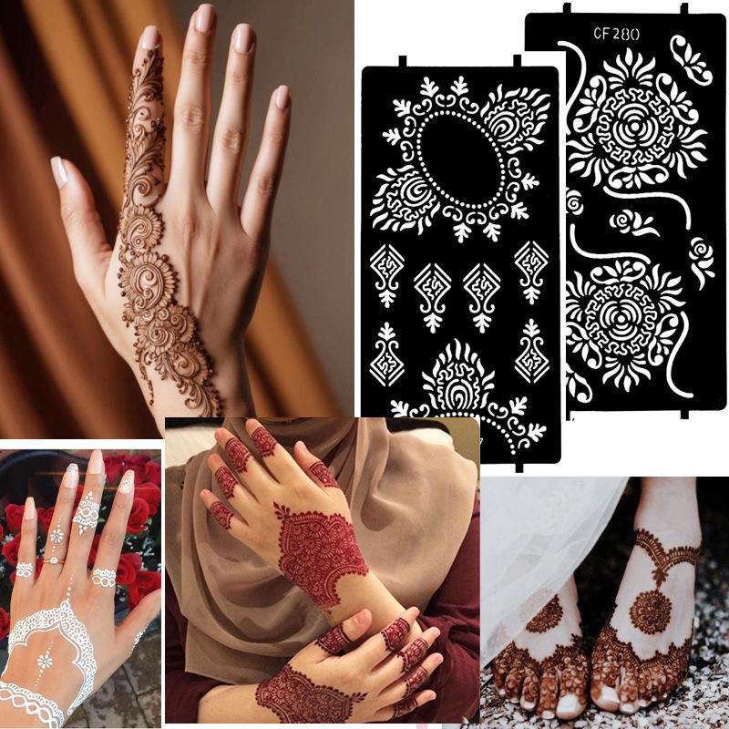 PET, Hollow Out Tattoo Template, Middle East India, Hannah Tattoo Sticker, Body Painting Template, Sticker Spray Painting, Body Painting Board