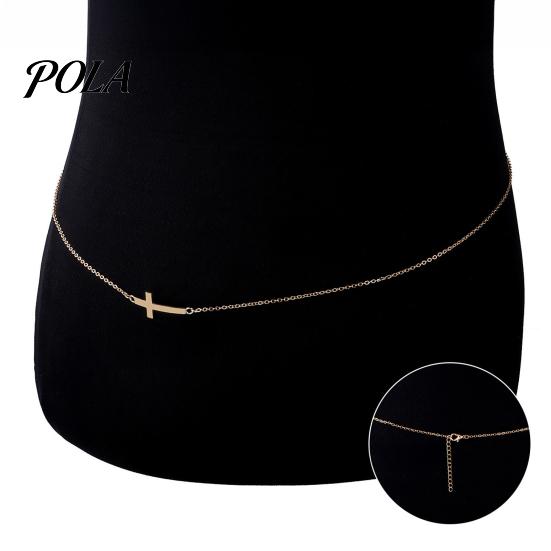 Duurzame Oefen Tailleketting Kruis Metalen Ketting, Eenvoudige Stijl Verstelbaar Lichtgewicht Gouden Lichaamssieraad, voor Vrouwen Strand Bikini's En Nachtclub Outfits