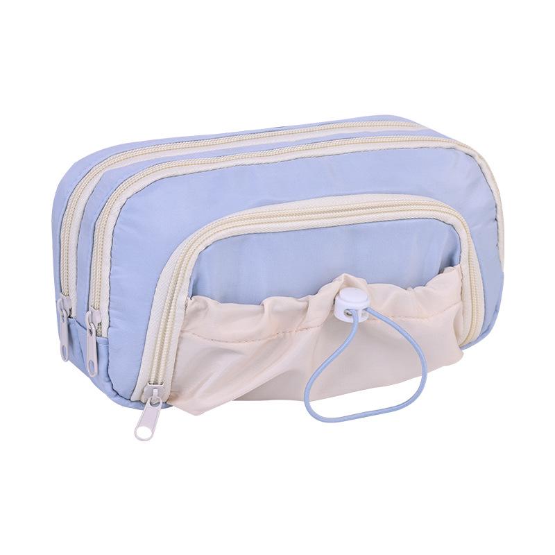 Stylish Large-Capacity Multi-layer Drawstring Pencil Case for Girls