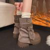 New Winter Punk Style Women Ankle Boots Fashion Belt Buckle Ladies Concise Chunky Platform Heel Short Booties  De Mujer