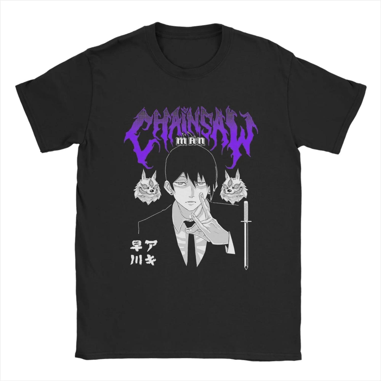 

Chainsaw Anime Denji T Shirt for Cotton Casual T-Shirts Crew Neck Tees Short Sleeve Clothing 6XL S чёрный