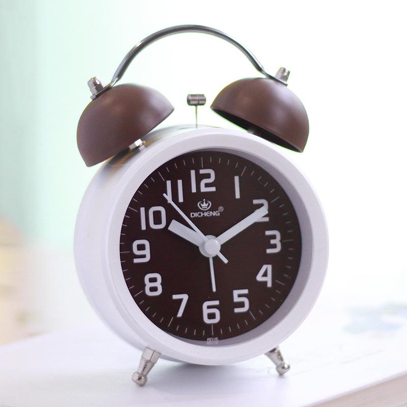 Nordic Style Fashionable and Simple Creativity Metal Ringing Alarm Clock Mute Alarm Clock Student Bedroom Luminous Clock Watch